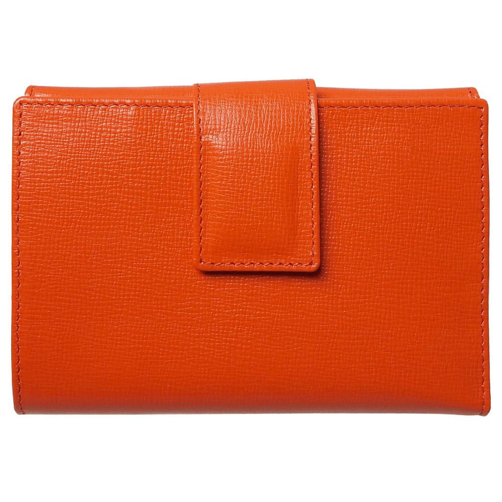 6 Credit Card Saffiano Leather French Wallet Orange