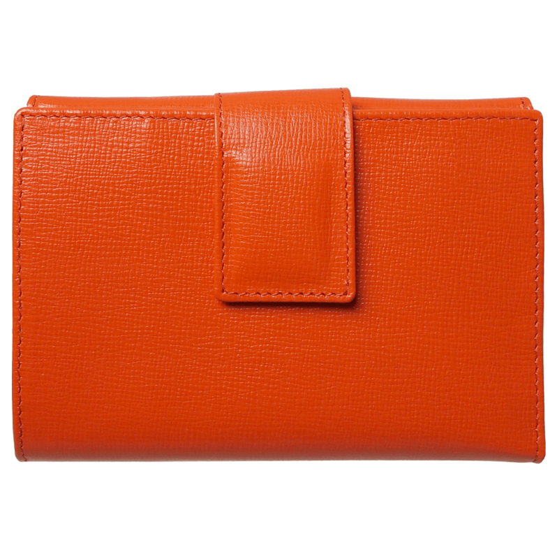 6 Credit Card Saffiano Leather French Wallet Orange