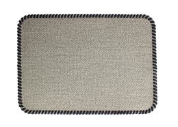Tischset 4er Set Gewebe hellgrau mit Umrandung Lederband