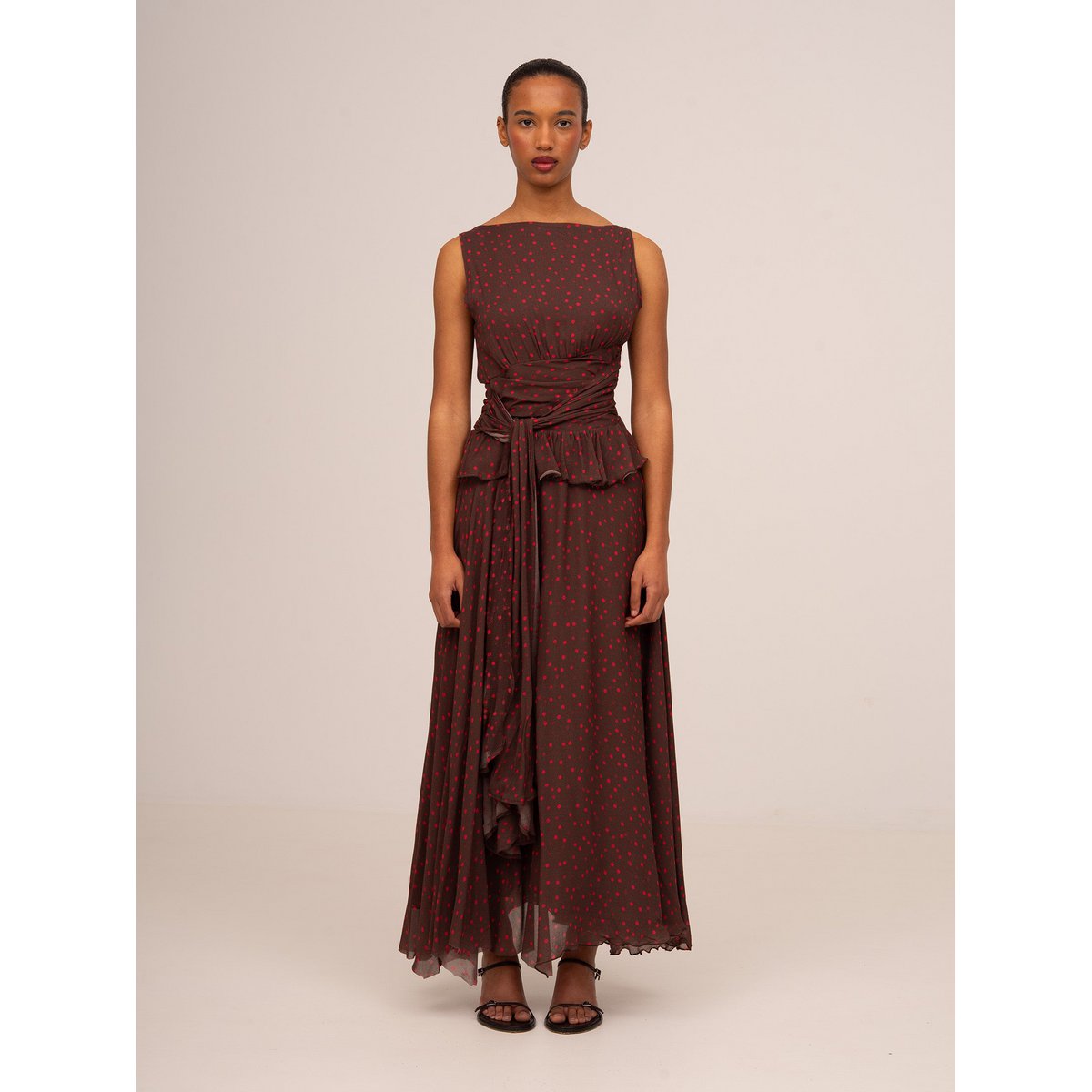 Brown Toast Polka Dot Occasion Dress