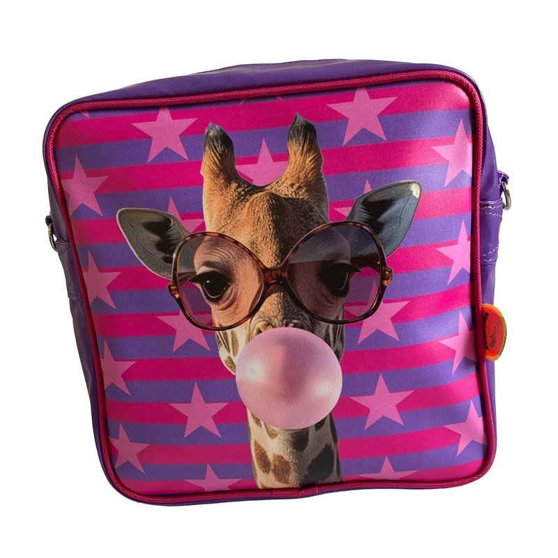 Skuldertaske firkantet Giraffe tyggegummi