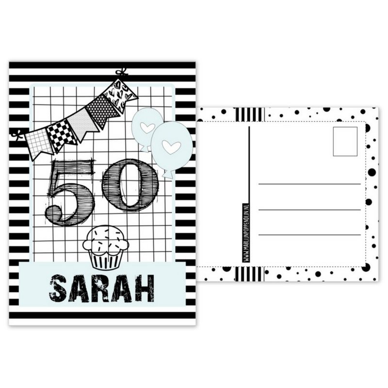 A6-Karte Sarah 50 Jahre.