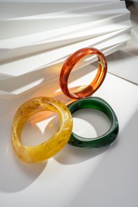 Lot 3 Women's resin jack bracelets - Brown green mustard