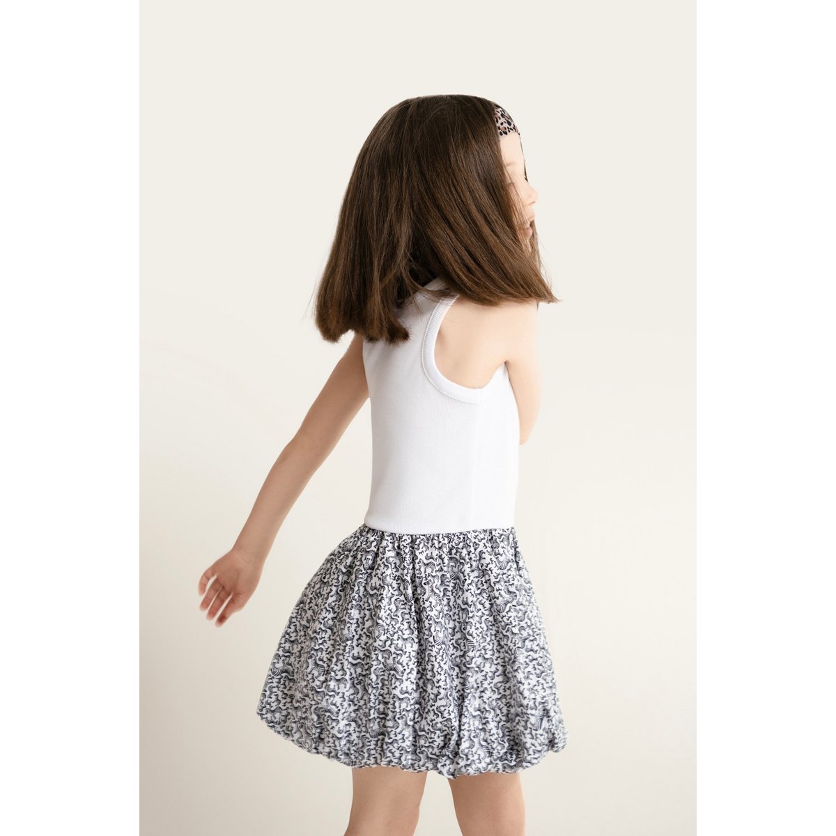 Balloon dress made of cotton with zebra rock