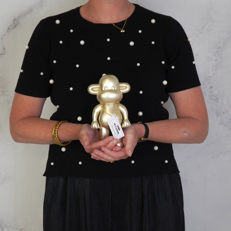Ornament - Affenfigur 'The Legend'- Polyresin - Gold - 11x7x19cm