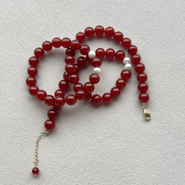 Conjunto de pulsera y collar de ágata roja - Hecho a mano - Regalo para ella