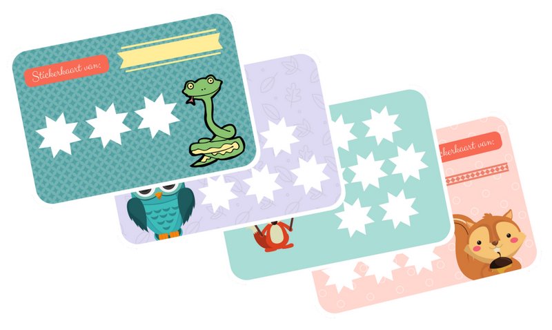 Beloningssysteem Zindelijkheid - Beloningskaarten en stickers met dieren