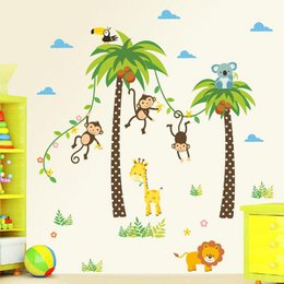 Stickers jungleanimaux savane palmier cocotier