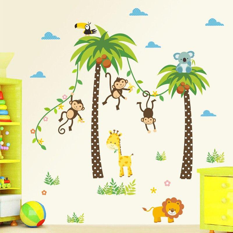 Stickers jungleanimaux savane palmier cocotier