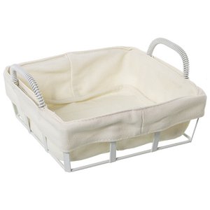 BREAD BASKET WITH WHITE METAL FABRIC, FABRIC: 95% COTTON + 5% POLYESTER 22X20X11CM ST82809