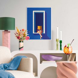 Schilderij  Lezen bij het Raam 40x30