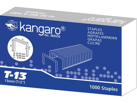 Staples Kangaro T-13 Box 1000 Stück T-13 für Tacker