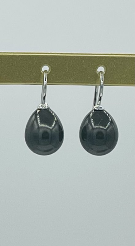 Parel oorbellen klassiek pearl black