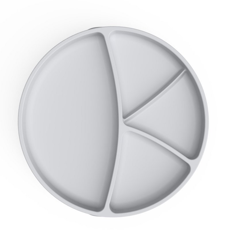 SILICONE PLATE WITH SUCTION CUP LIGHT GRAY