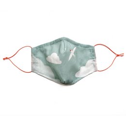 Sky mask, a face mask featuring a cloud pattern in shades of green, suitable for ages 4 and up.