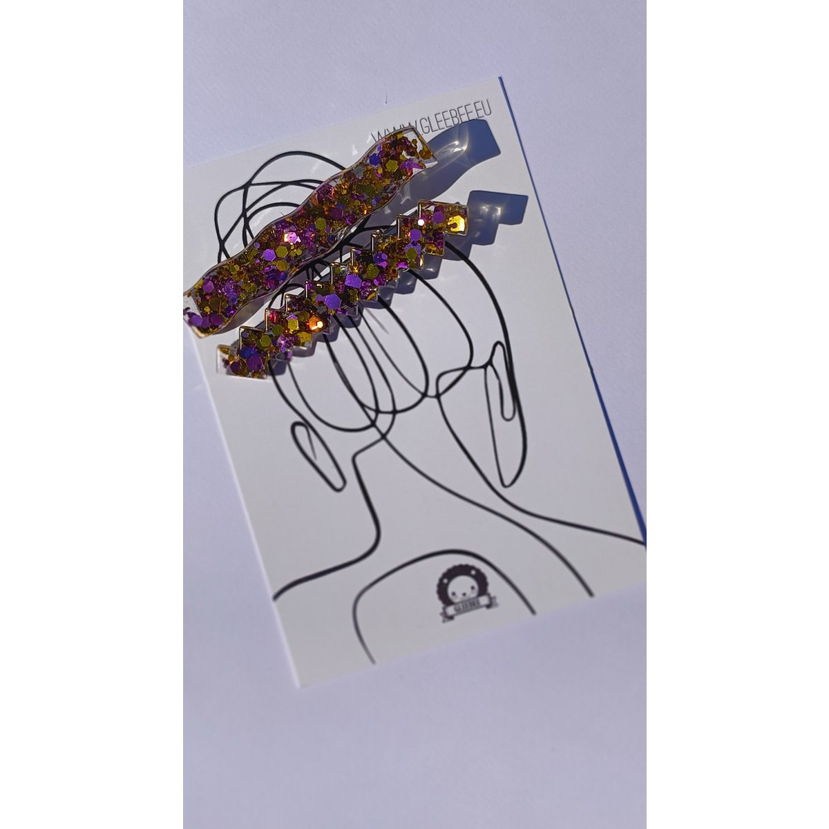 ⋒ pacchetto di clip per capelli in resina - Glitter Royal (8 articoli) ⋒