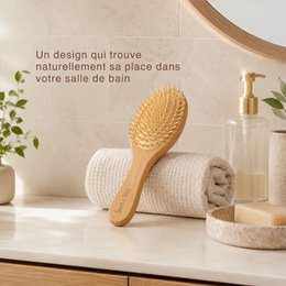 Wooden Hairbrush - Detangling, Anti-Static and Eco-Friendly - 109 Soft Pins on Cushion for Pleasant Brushing with Massaging Effect