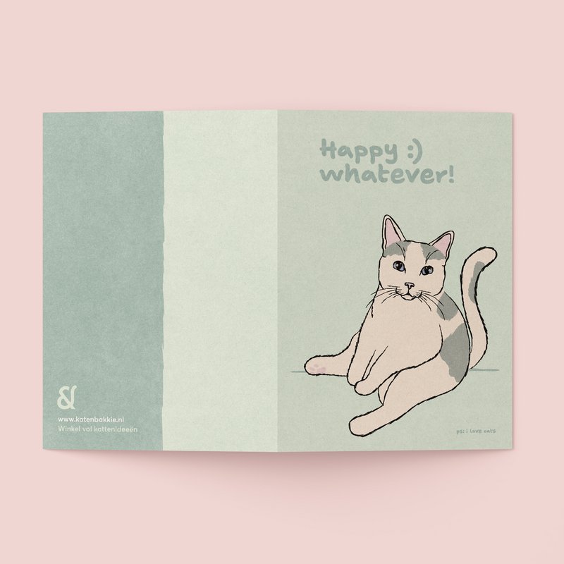 Wenskaart 'Happy :) whatever!'