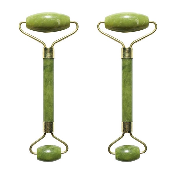 Set de 2 Rodillos Masajeadores - en Piedra Jade Verde - Herramienta Natural y Masaje Facial - Bienestar Lift