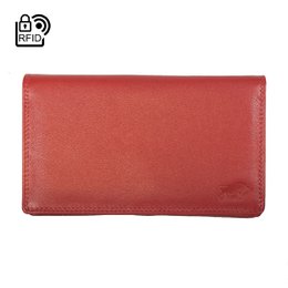 Portafoglio Donna RFID In Pelle Di Vacchetta - Portafoglio Donna Grande Anti-Scrematura Con Doppia Patta