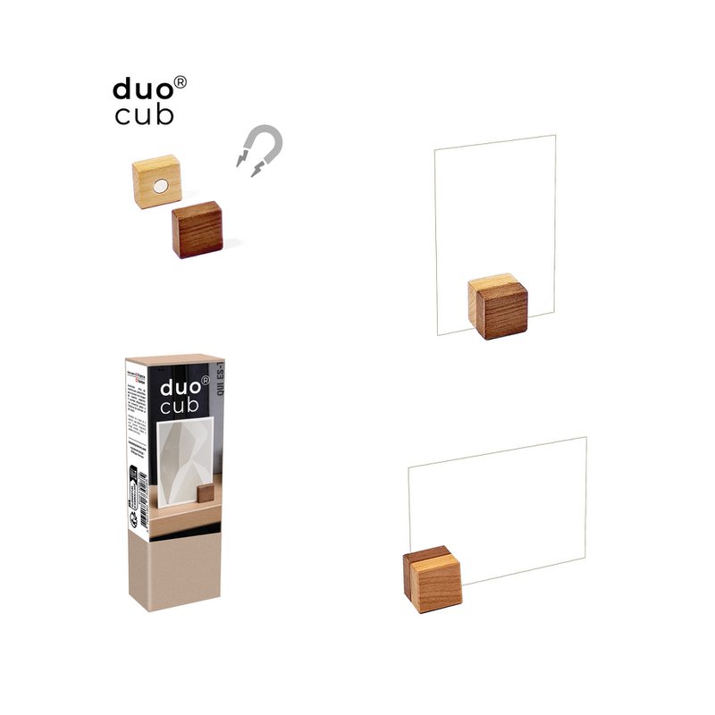 duo® cub - magnetyczny uchwyt na zdjęcia z 2 rodzajów drewna