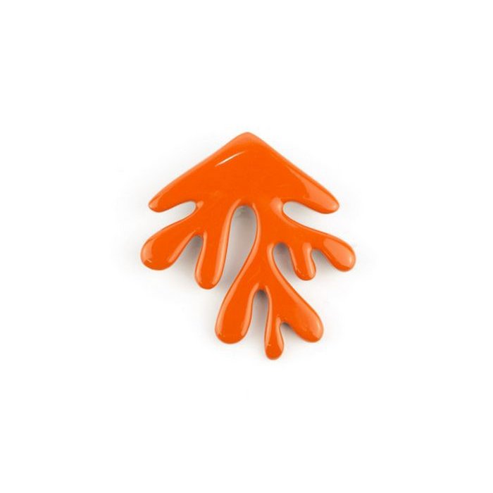 Orange lacquered coral brooch