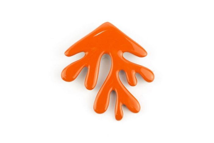 Orange lacquered coral brooch