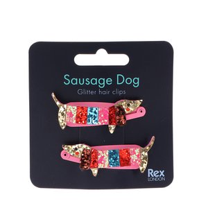 Sausage Dog glitter haarspeldjes (set van 2)