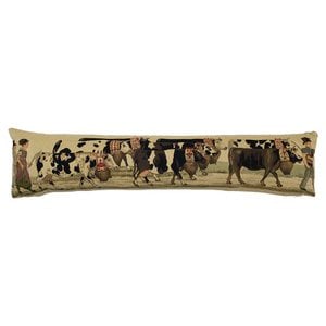 gobelin draft cushion almabtrieb cowbell 20x90cm