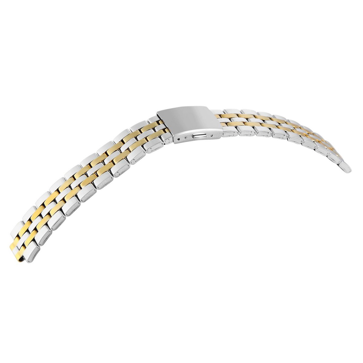 Bracelet de montre en acier inoxydable avec boucle déployante, bicolore, 12 mm