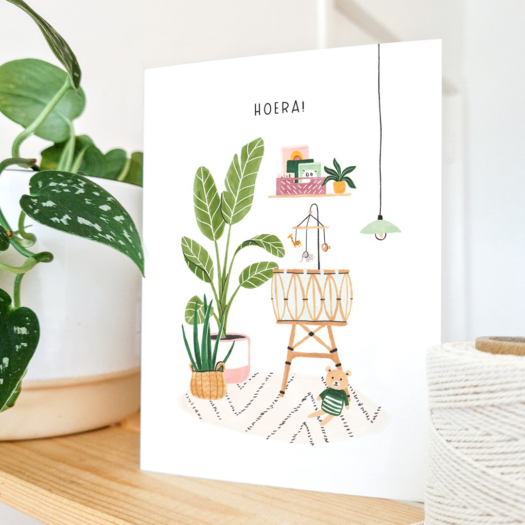 Tarjeta de bebé | ¡Hurra! | Cuna
