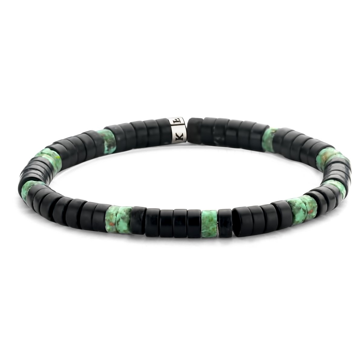 Frank 1967 7FB-0429 bracelet en pierre naturelle - stretch - noir/vert foncé