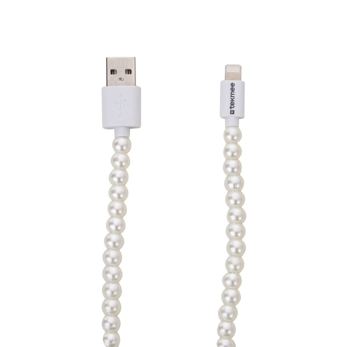 Tekme USB-oplader met lichtgevende witte parel: 1 meter