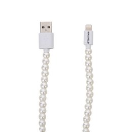 Cargador USB Tekmee con perla blanca luminosa: 1 Metro