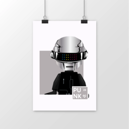 A black and white poster featuring the iconic Daft Punk robot figure. The poster has the text "Collection #2328" and the Daft Punk logo.