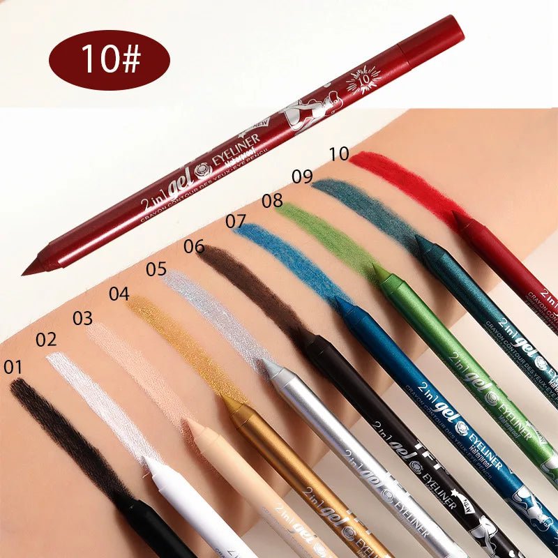 Eyeliner impermeabile Matita a lunga durata Pigmento colorato Blu Nero Bianco Gel colorato Eye Liner Pen Trucco Cosmetici per la bellezza degli occhi