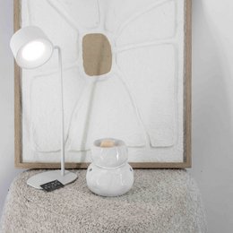 Schreibtischlampe Design LED auf Batterie weiß, mit Wandmontage