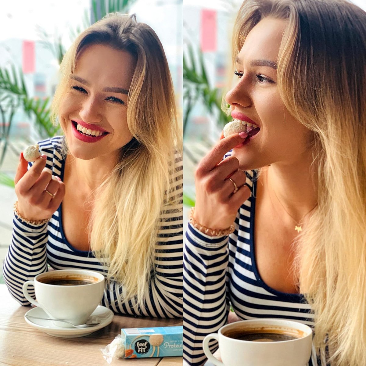 Feel FIT Royal Coconut Protein Balls mit ganzen Mandeln, 17 % Protein, ohne Zuckerzusatz, ohne Palmöl, 27 g