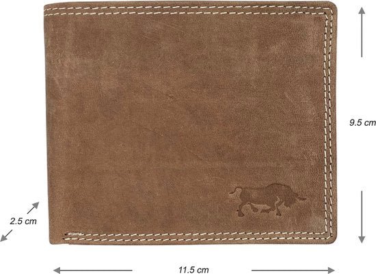 Arrigo men's wallet in Billfold model of cognac-colored buffalo leather