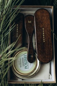 Unique leather care set - wax polish & 3x brush