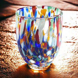 Shot glass glasses in hand blowed and handmade glass with Murrine di Murano, "I Colori di Murano" line 50 ml. Made in Italy