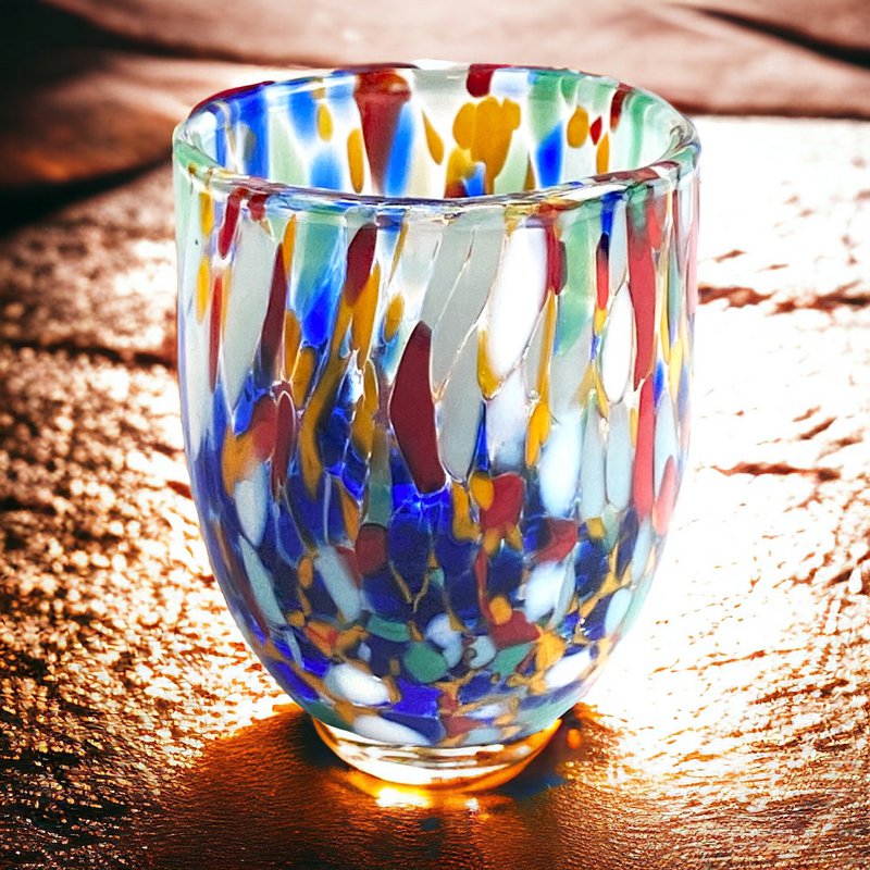 Shot glass glasses in hand blowed and handmade glass with Murrine di Murano, "I Colori di Murano" line 50 ml. Made in Italy