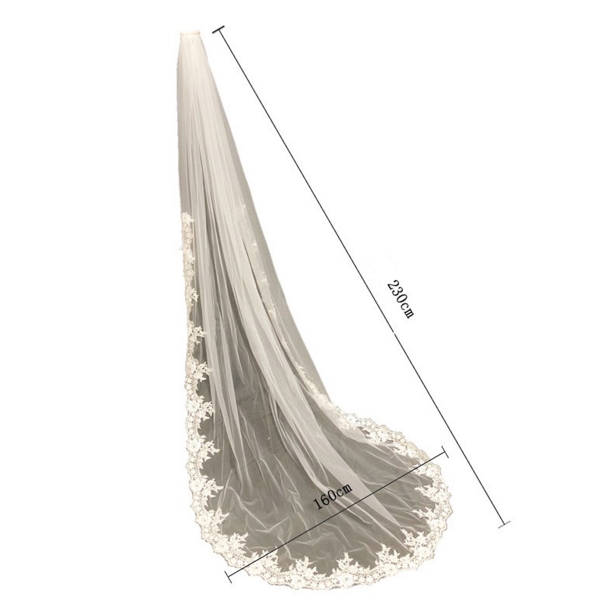 Cathedral Length Bridal Veil-Lace Edging