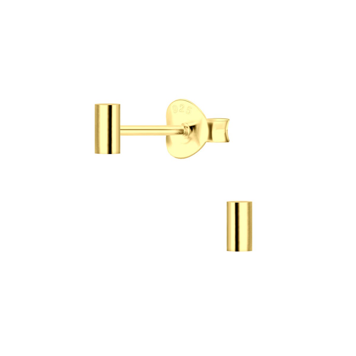 Delicate ear studs bar made of 925 sterling silver 14k gold plated