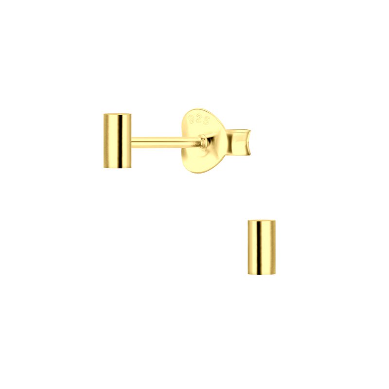 Delicate ear studs bar made of 925 sterling silver 14k gold plated