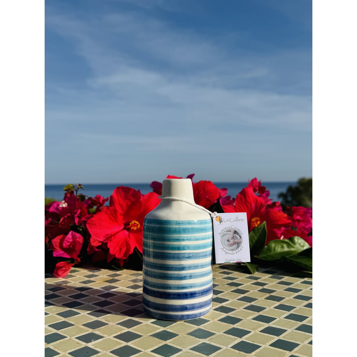 Ręcznie robiona butelka olejowa dawców oleju z dzbanem ceramiczna butelka „linee” dla oliwy z oliwek i octu około 250/500 ml