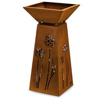 Metal decorative column with dandelions and deep plant bowl 35 x 35 cm