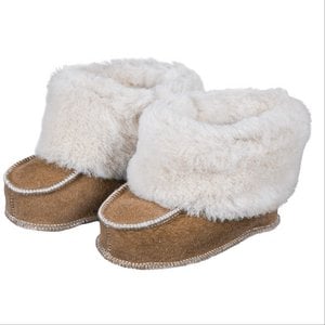 Sheepskin Baby Shoes - Cognac