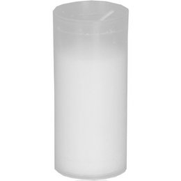 Clear frosted cylindrical grave light insert, tall round candle holder, 120mm height, 50mm diameter.