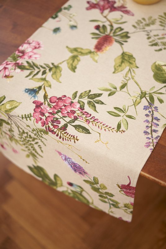 Chemin de table, mélange de polycoton, imprimé | Botanique
